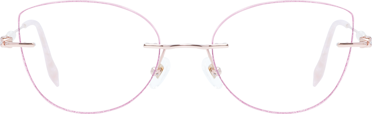 Fytoo Cateye Purple Metal Rimless Eyeglasses - FrameVista