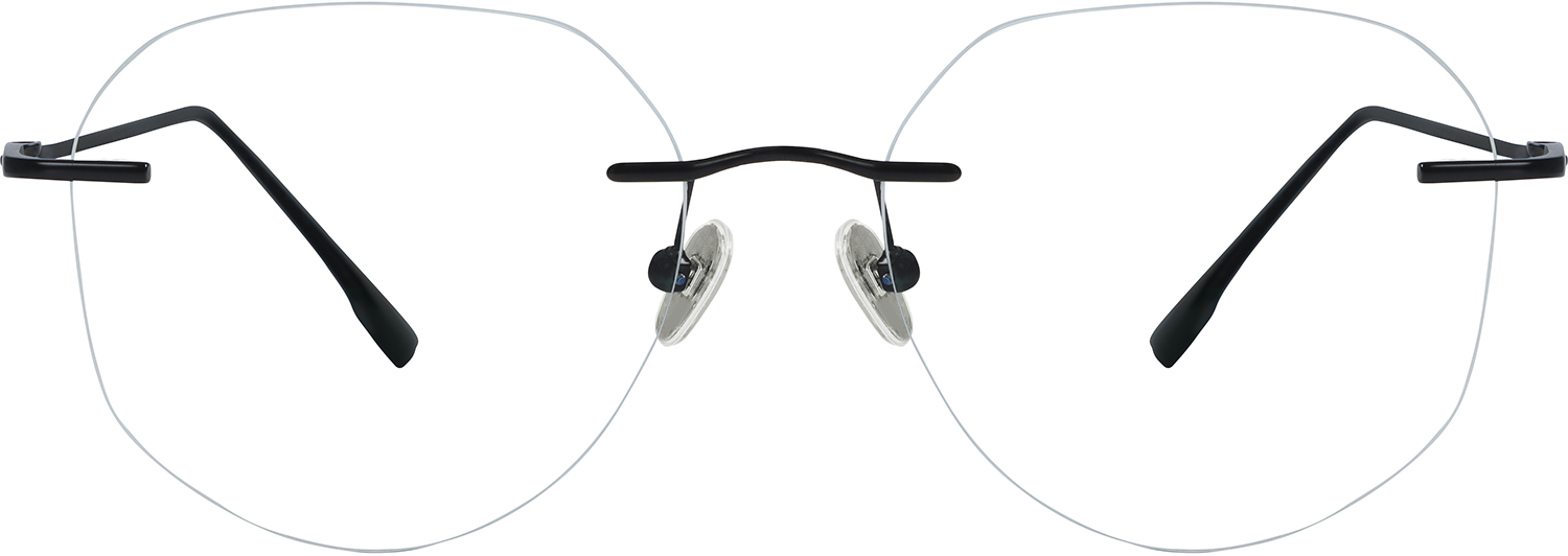 Fytoo Geometric Black Metal Rimless Eyeglasses - FrameVista