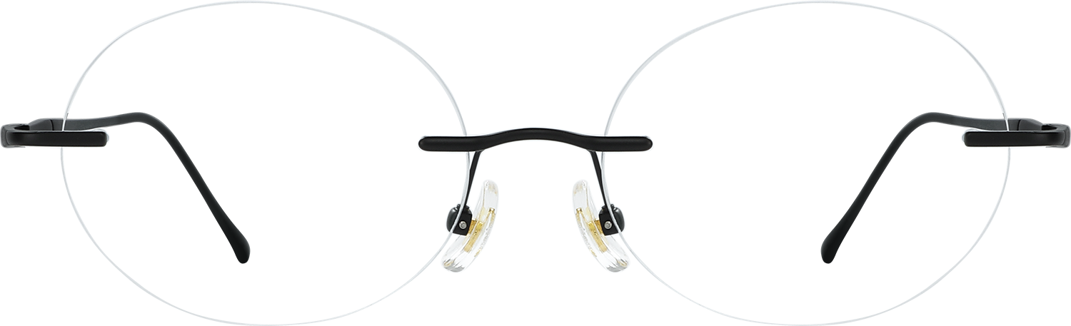 Fytoo Oval Black Metal Rimless Eyeglasses - FrameVista