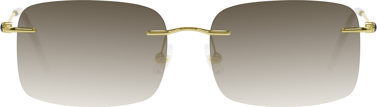 Fytoo Rectangle Brown Metal Rimless Eyeglasses - FrameVista