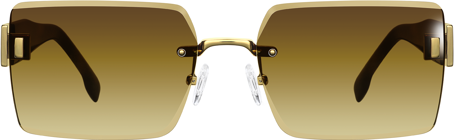 Fytoo Rectangle Golden Acetate Rimless Eyeglasses - FrameVista