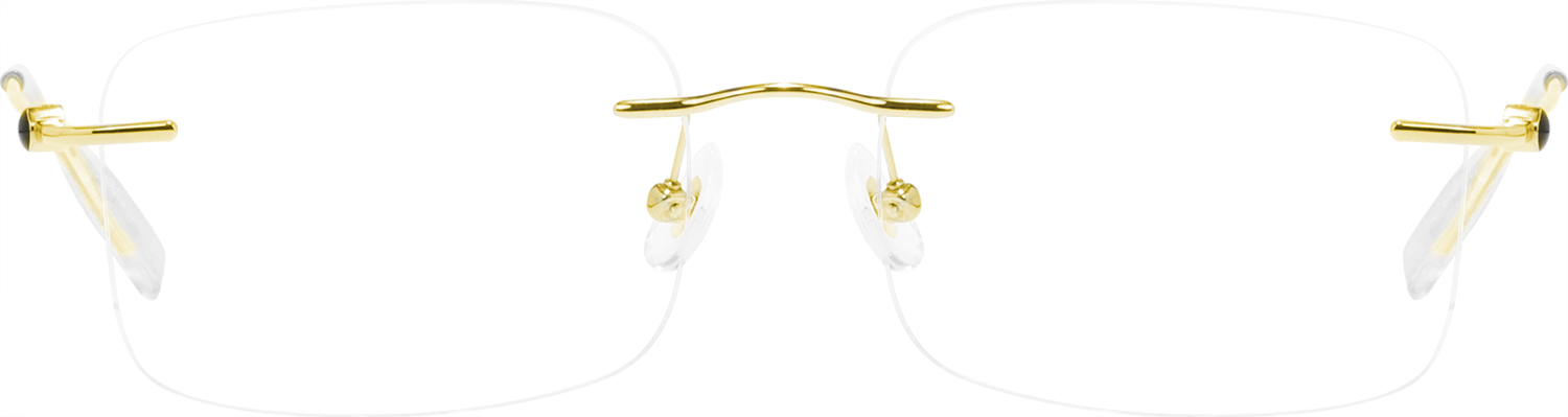 Fytoo Rectangle Golden Metal Rimless Eyeglasses - FrameVista