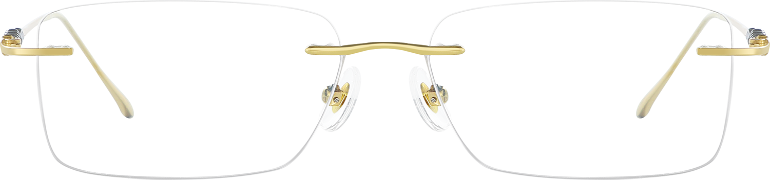 Fytoo Rectangle Golden Titanium Rimless Eyeglasses - FrameVista
