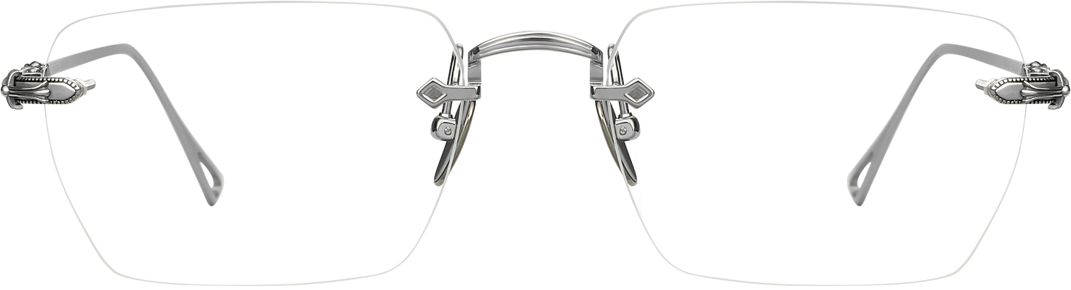Fytoo Rectangle Silver Metal Rimless Eyeglasses - FrameVista
